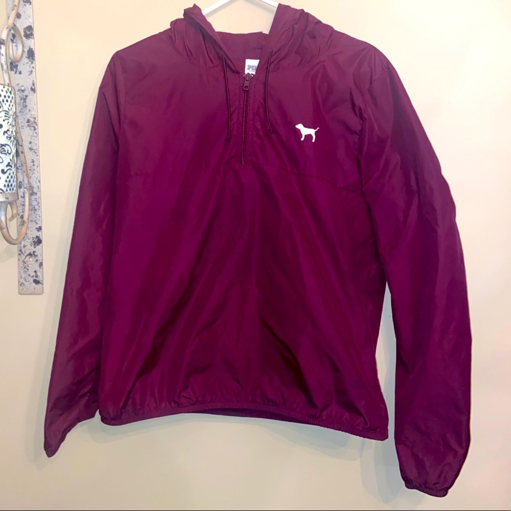 Victoria’s Secret Pink Burgundy Nylon Jacket XS